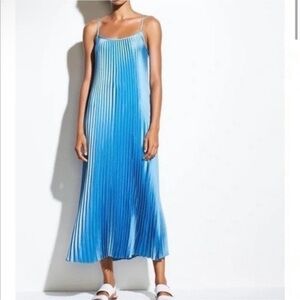 Vince Blue Pleated Midi Dress